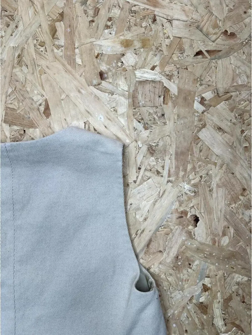 Zara Cropped Vest Womens Medium Beige Twill V-Neck Button Front Tailored